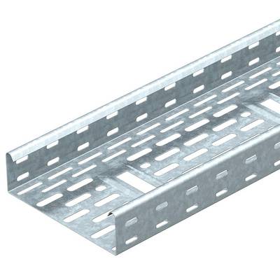 Un système de goulottes métalliques avec de nombreuses fentes de ventilation, adapté à la gestion des câbles dans les bâtiments.