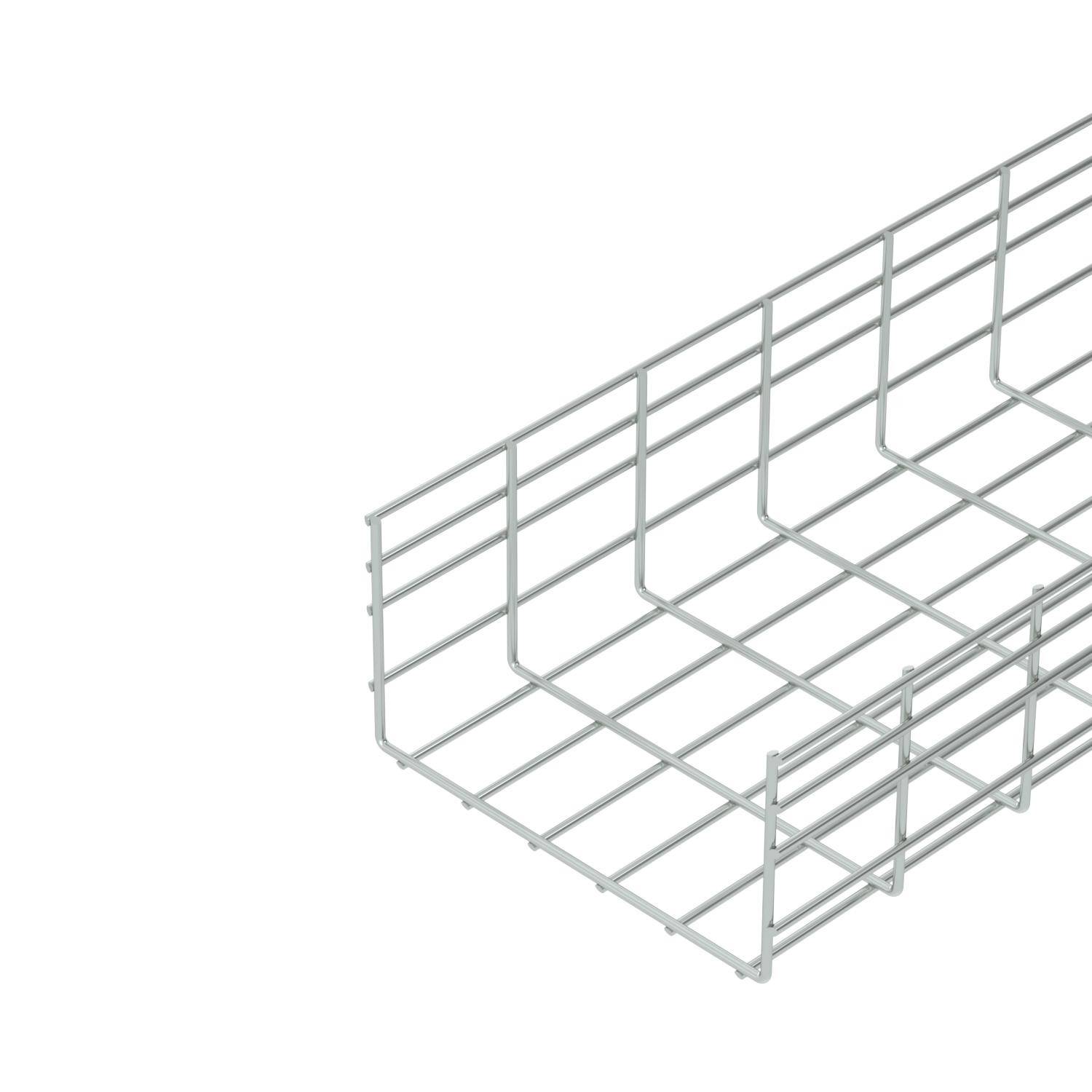 Panier de câbles métallique à structure grillagée, adapté pour guider et organiser les câbles ou les conduites dans des installations techniques.