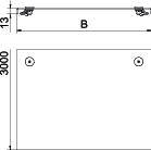 Dessin technique d'un objet rectangulaire avec les dimensions 3000 mm de hauteur et 13 mm de largeur. En haut, avec la mention 'B'.