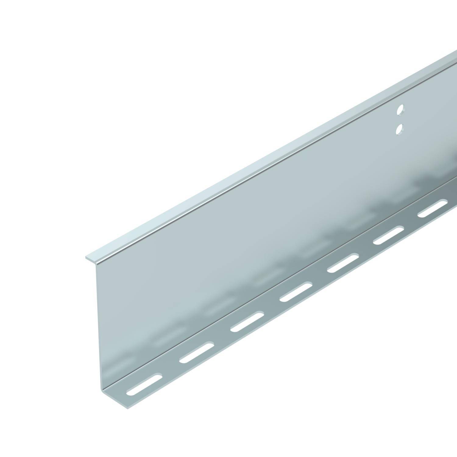 Une plaque métallique avec des fentes de ventilation sur le bord inférieur et deux trous sur la face supérieure, probablement destinés à des fins de montage.