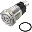 TRU COMPONENTS TC-12647392 Bouton-poussoir 250 V/AC 3 A 1 x Off/(On) IP65 vert à rappel acier inoxydable 1 pc(s)