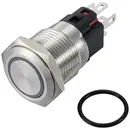 TRU COMPONENTS TC-12647536 Bouton-poussoir 250 V/AC 3 A 1 x Off/(On) IP65 rouge à rappel acier inoxydable 1 pc(s)