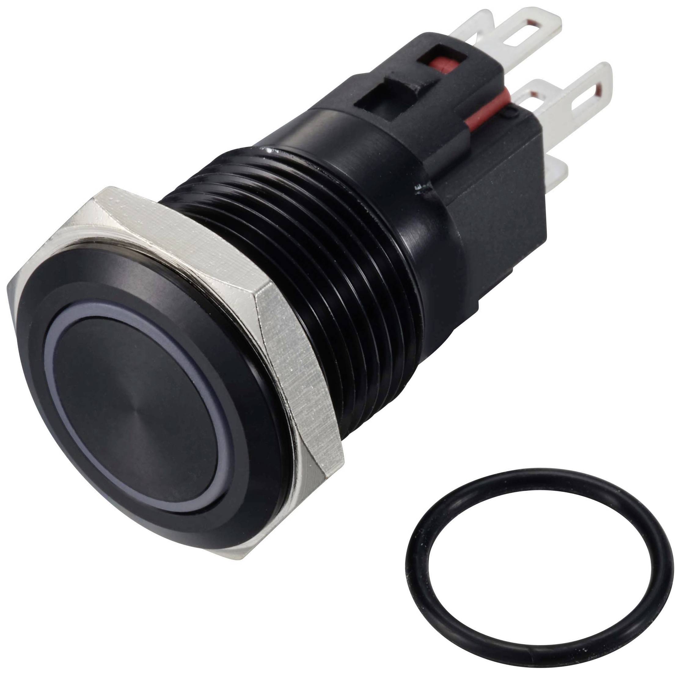 TRU COMPONENTS TC-12647424 Bouton-poussoir 250 V/AC 3 A 1 x Off/(On) IP65 rouge à rappel Aluminium, anodisé 1 pc(s)