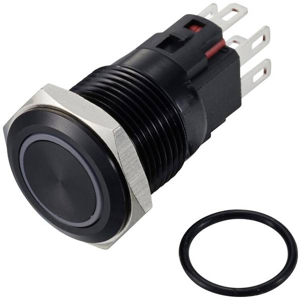 TRU COMPONENTS TC-12647460 Interrupteur à pression 250 V/AC 3 A 1 x Off/(On) IP65 RVB à accrochage Aluminium, anodisé 1 pc(s)