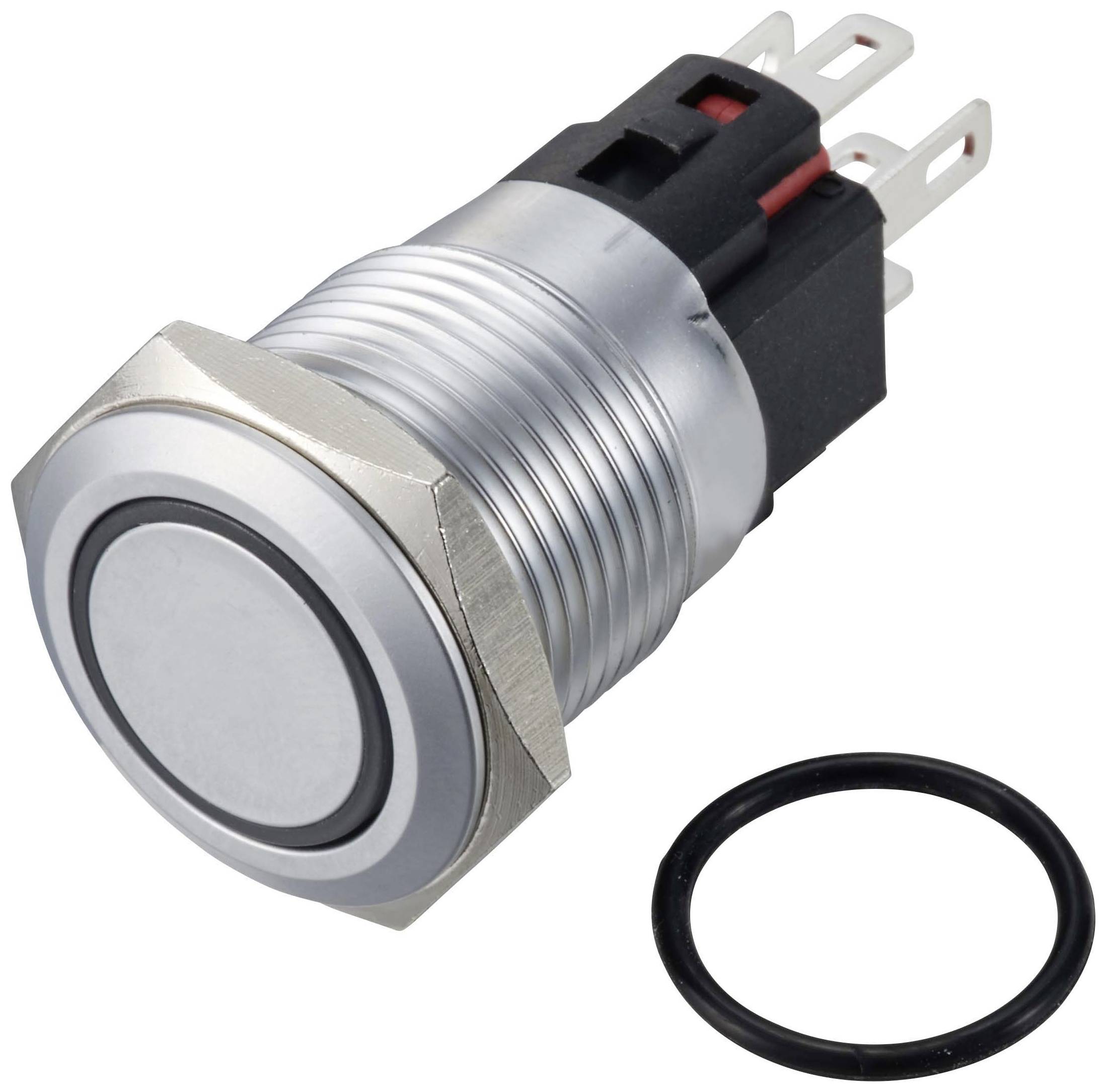TRU COMPONENTS TC-12647508 Bouton-poussoir 250 V/AC 3 A 1 x Off/(On) IP65 bleu à rappel Laiton chromé 1 pc(s)