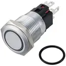 TRU COMPONENTS TC-12647508 Bouton-poussoir 250 V/AC 3 A 1 x Off/(On) IP65 bleu à rappel Laiton chromé 1 pc(s)