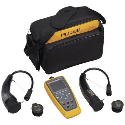 Sacoche de transport contenant un outil de diagnostic et deux capteurs de mesure pour l'électricité. Logo Fluke sur la sacoche et les appareils.