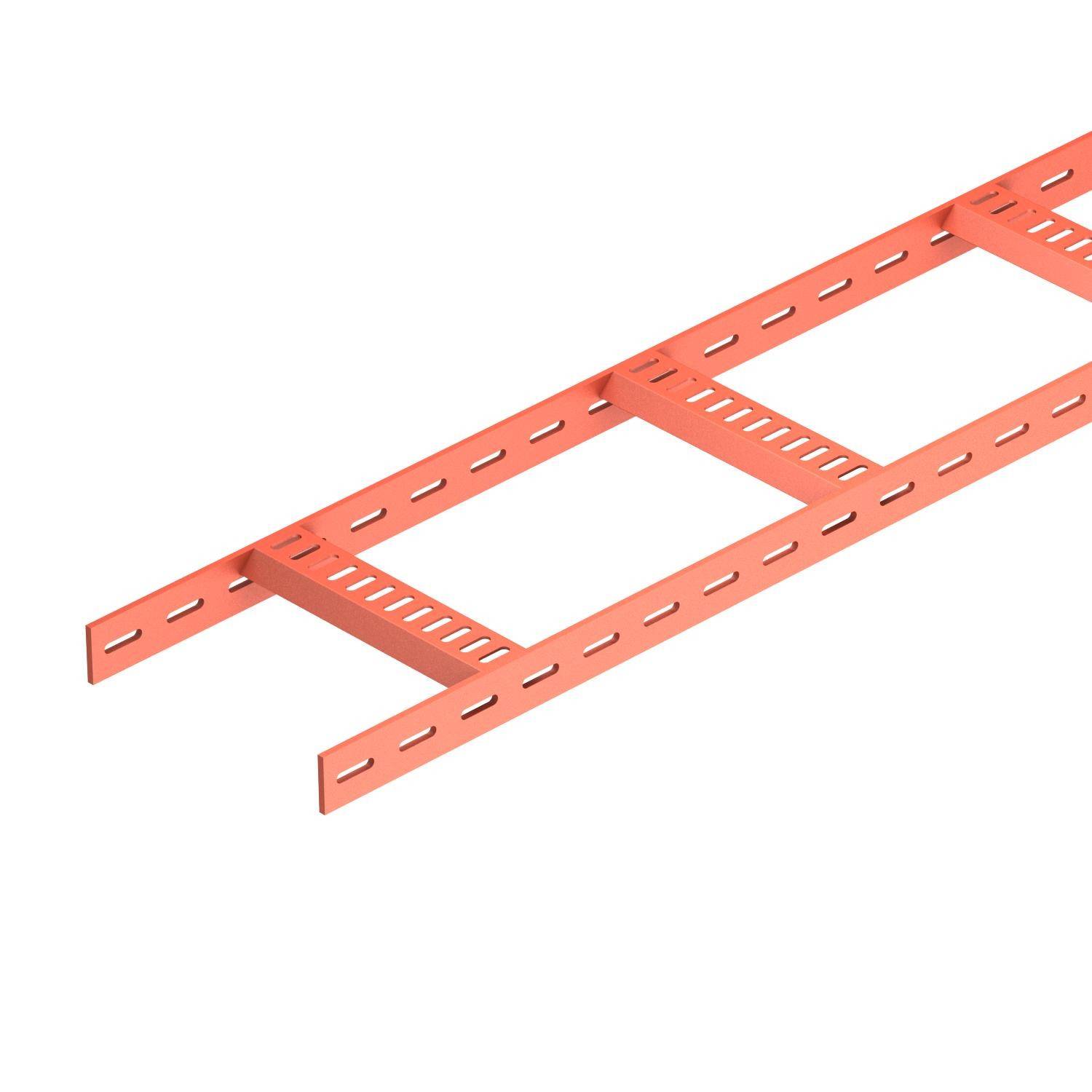 Un système de support de câbles rouge, conçu pour soutenir et organiser les câbles. Il dispose d'ouvertures allongées pour la fixation.