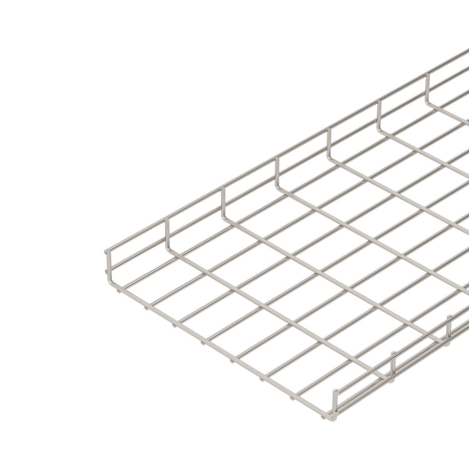 Une étagère en fil métallique rectangulaire servant de surface de stockage. Elle est composée d'une grille avec des traverses horizontales et verticales robustes.