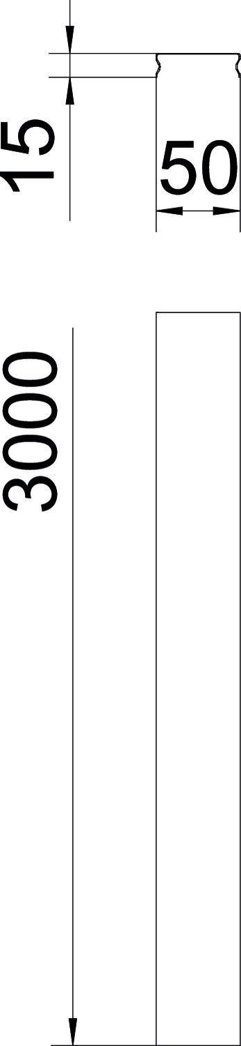 Dessin technique d'un rectangle : 50 unités de largeur, 3000 unités de hauteur.