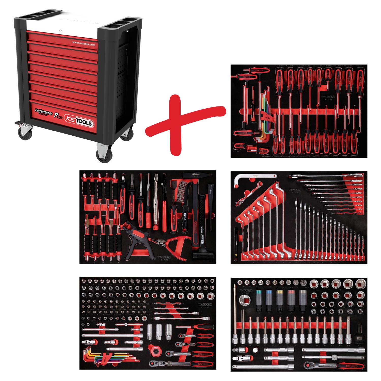 KS Tools 810.5299 Servante d'atelier Couleur: noir, rouge