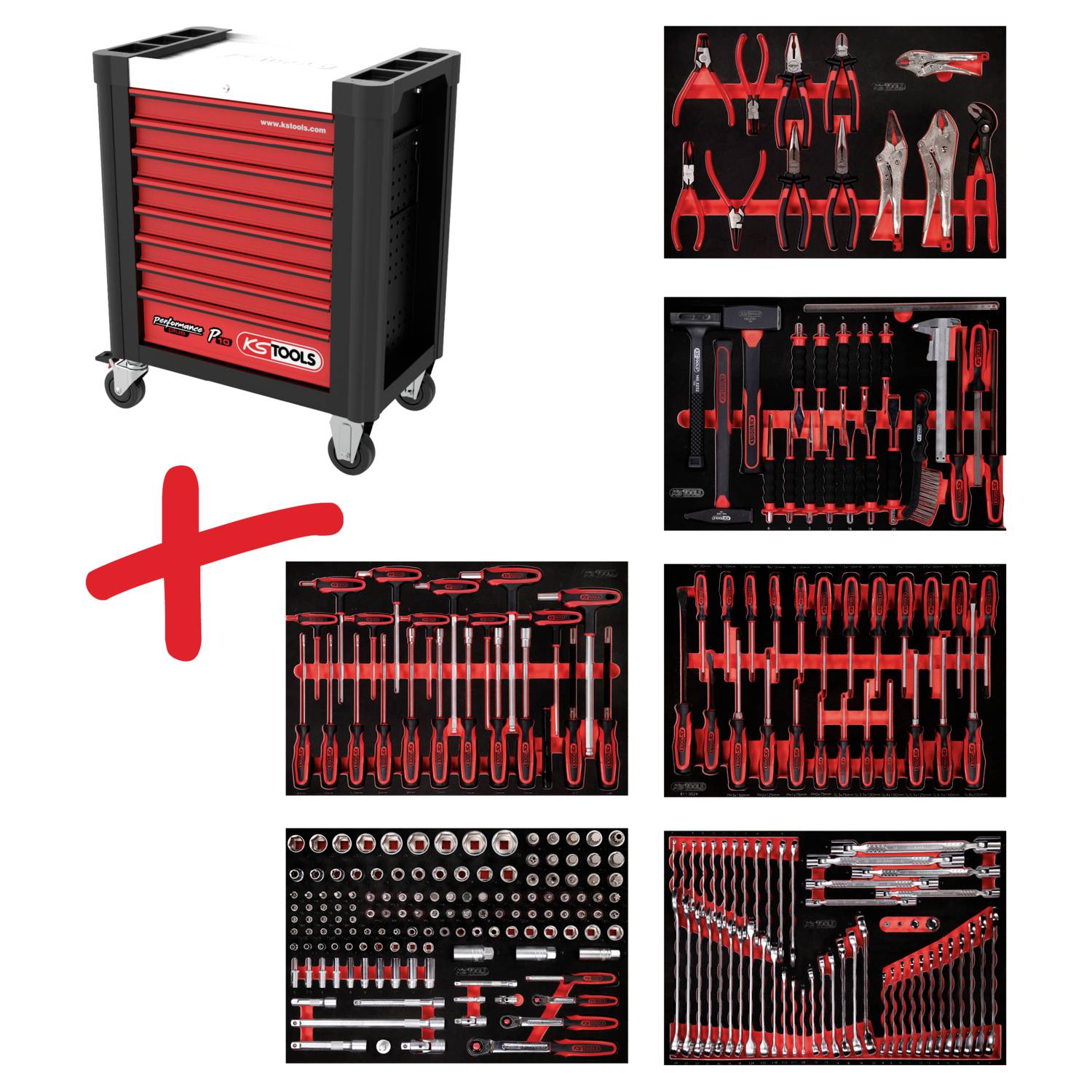 KS Tools 810.6271 Servante d'atelier Couleur: noir, rouge