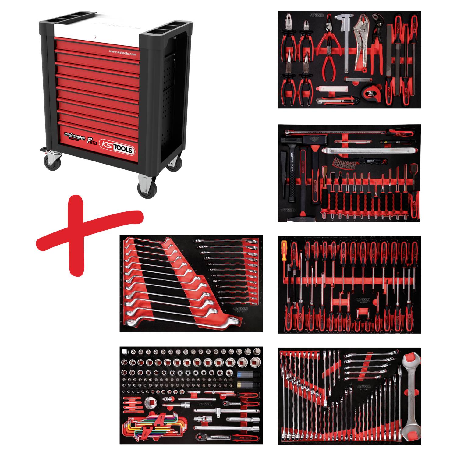 KS Tools 810.6284 Servante d'atelier Couleur: noir, rouge