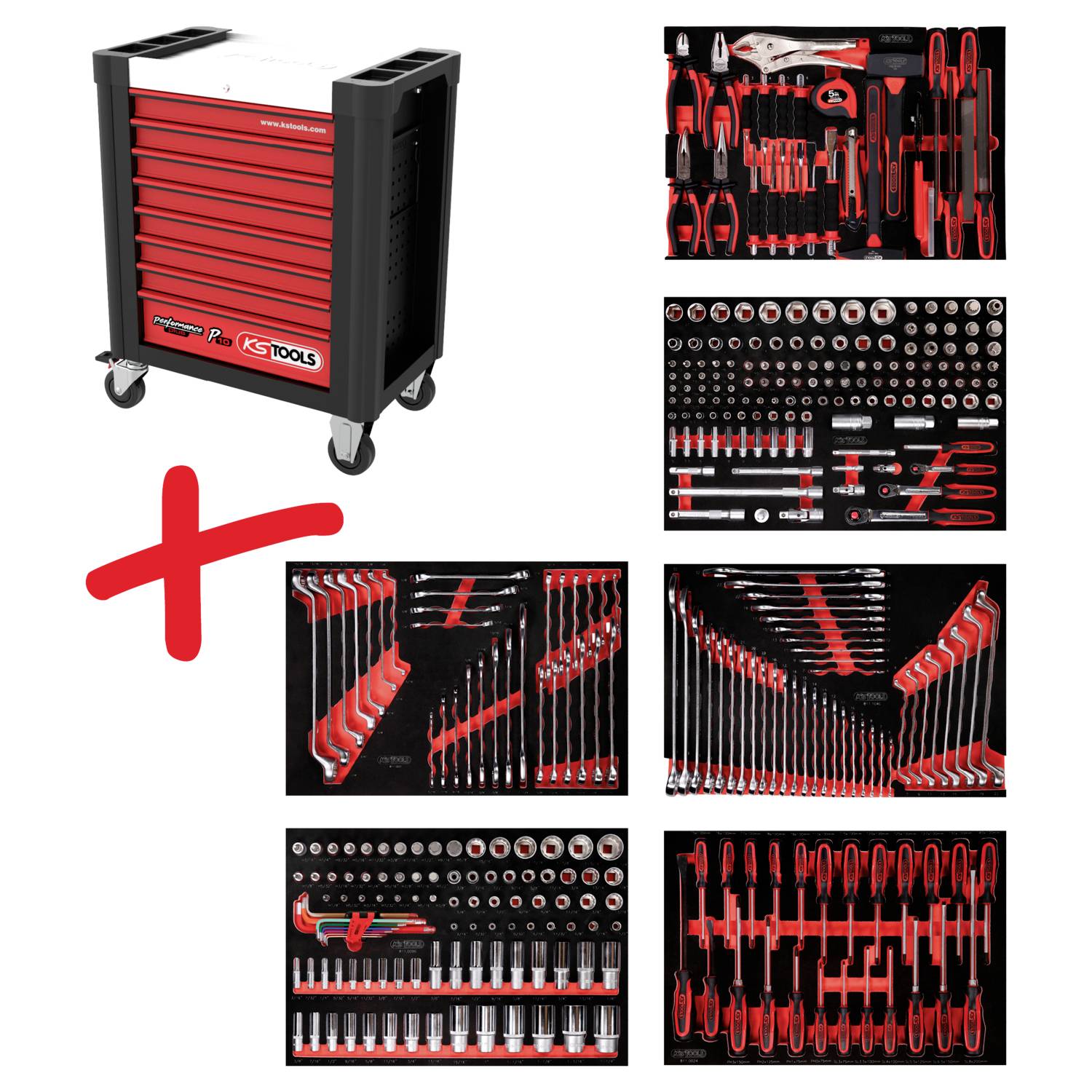 KS Tools 810.6366 Servante d'atelier Couleur: noir, rouge