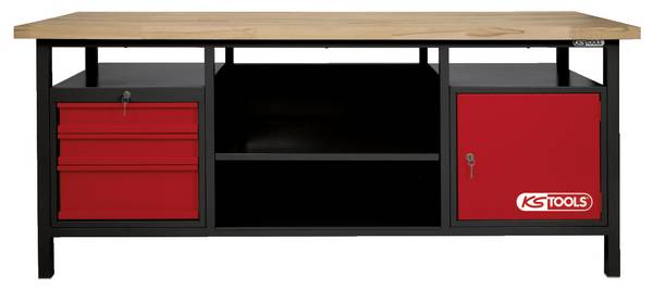 KS Tools 865.0201 Établi (l x H x P) 2000 x 840 x 680 mm noir, rouge