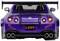 Une voiture de sport mauve avec un grand aileron arrière et quatre sorties d'échappement. Sur l'arrière, on peut lire 'LBWK' et plusieurs autocollants sont visibles.