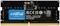 Un barrette de RAM SO-DIMM DDR5 noir de Crucial avec des contacts dorés. Comprend des logos et un numéro de série sur une étiquette bleue.