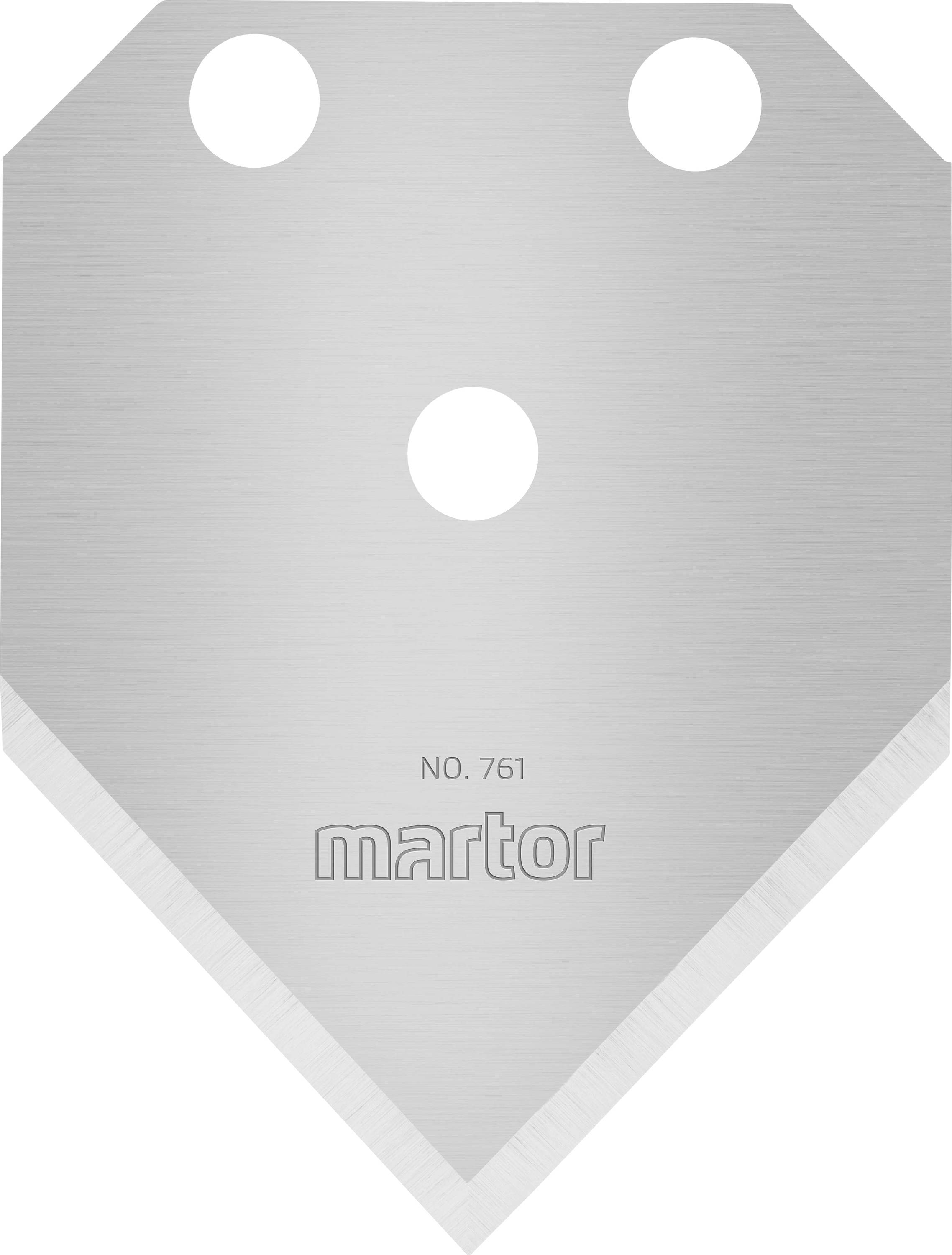 Lame en métal avec trois trous ronds et gravure 'martor NO. 761'.