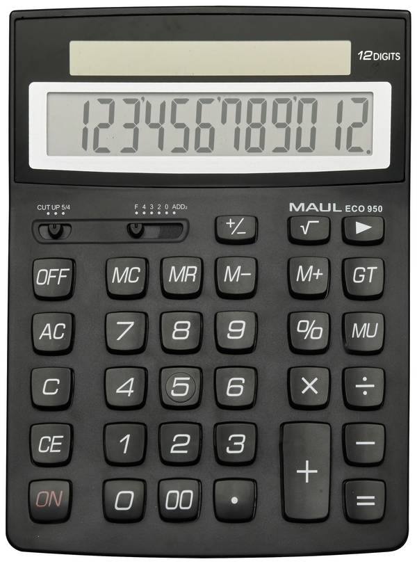 Maul ECO 950  Calculatrice de bureau noir Ecran: 12 solaire (l x H x P) 155 x 210 x 33 mm