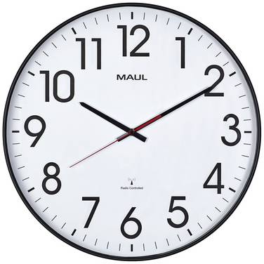 Horloge murale Maul 9054890 radiopiloté(e) 47.7 cm x 350 cm x 300 mm x 50 mm x 54 mm noir mécanisme d'horloge silencieux