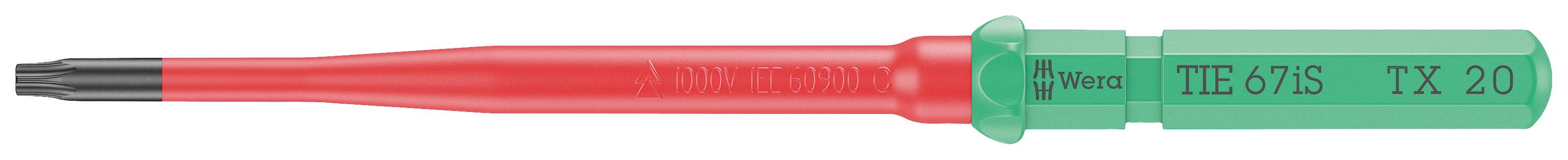 Tournevis rouge et vert portant l'inscription 'TE 6/S TX 20'.