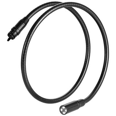 Un endoscope d'inspection flexible, noir, doté d'un embout lumineux, permettant l'examen visuel de zones difficilement accessibles.