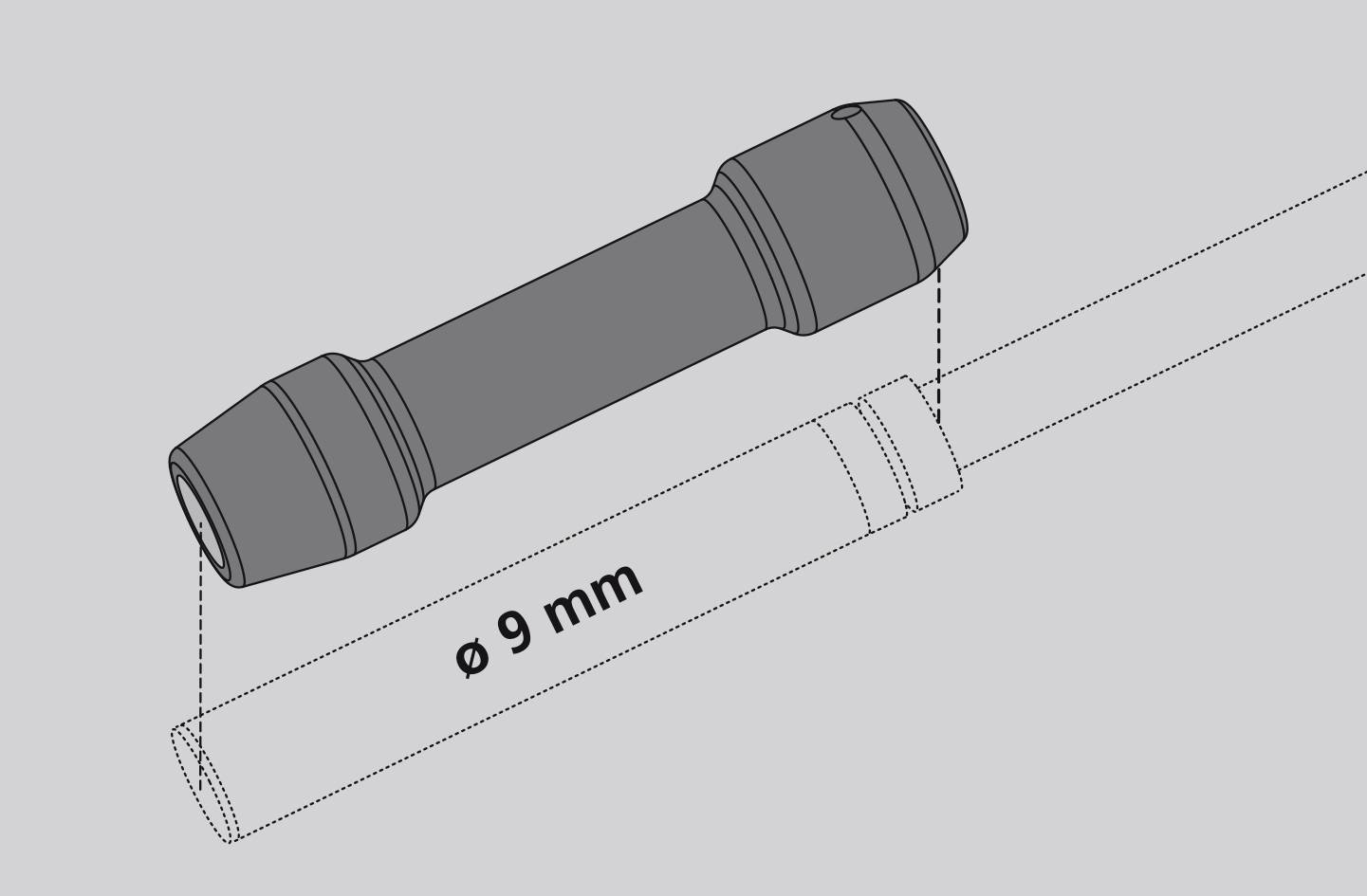 Illustration d'un raccord de tuyau avec un diamètre de 9 mm.