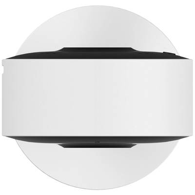 Un luminaire de plafond cylindrique blanc avec un accent noir, monté au plafond.