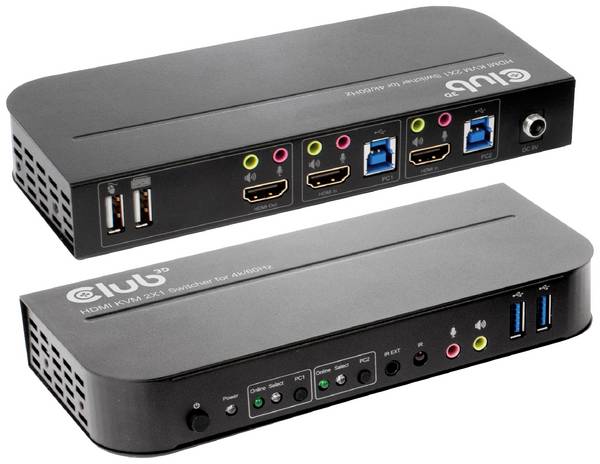 club3D KVM Switch 4K60Hz  Commutateur KVM HDMI télécommande 4096 x 2160 Pixel