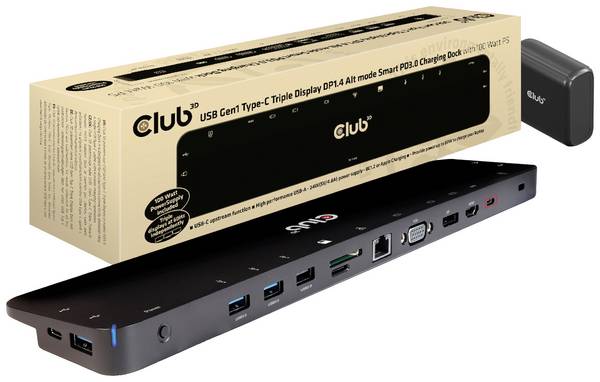 club3D Station d'accueil USB-C® 4K ChargingDock USB-C Convient pour les marques: Club 3D alimentation USB-C®
