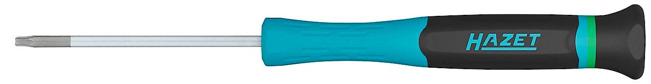 Un tournevis avec une poignée bleu-noir. Sur la poignée, il est écrit 'Hazet'.
