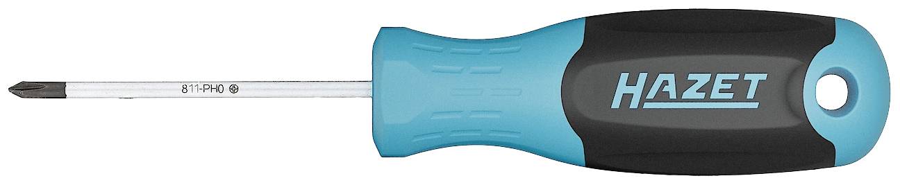 Tournevis cruciforme avec manche bleu et noir et logo 'HAZET'.