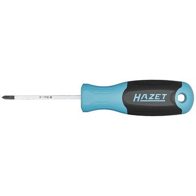 Tournevis cruciforme avec manche bleu et noir et logo 'HAZET'.