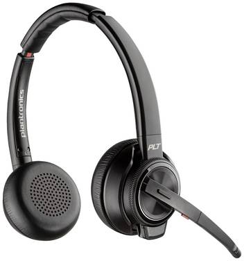 HP Poly Savi 8220 UC DECT Micro-casque supra-auriculaire DECT, Bluetooth Stereo noir Noise Cancelling micro-casque, volume réglable, mise en sourdine du microphone ordinateur