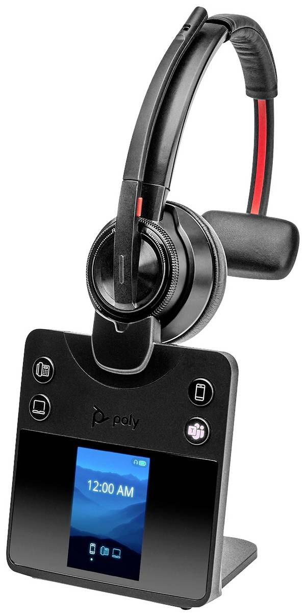 HP Poly Savi 8410 Office  Micro-casque supra-auriculaire DECT, Bluetooth Mono noir Noise Cancelling volume réglable, mise en sourdine du microphone ordinateur
