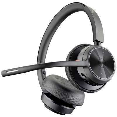 Casque sans fil noir à finition brillante avec bouton de commande intégré sur le pavillon.