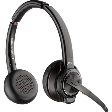 HP Poly Savi 8220 Stereo DECT 1880-1900 Micro-casque supra-auriculaire DECT Stereo noir volume réglable, mise en sourdine du microphone ordinateur