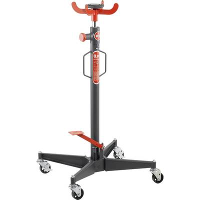 'Lève-transmission à pédale, charge maximale de 0,5 tonnes, monté sur roulettes pour une mobilité facilitée.'
