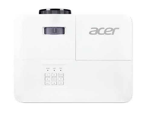 Un projecteur Acer blanc avec un bouton rotatif sur le dessus et un panneau de commande avec des touches à l'avant.