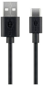 Goobay Câble USB  USB 2.0 USB-C® mâle 1 m noir connecteur utilisable des deux cotés 45735