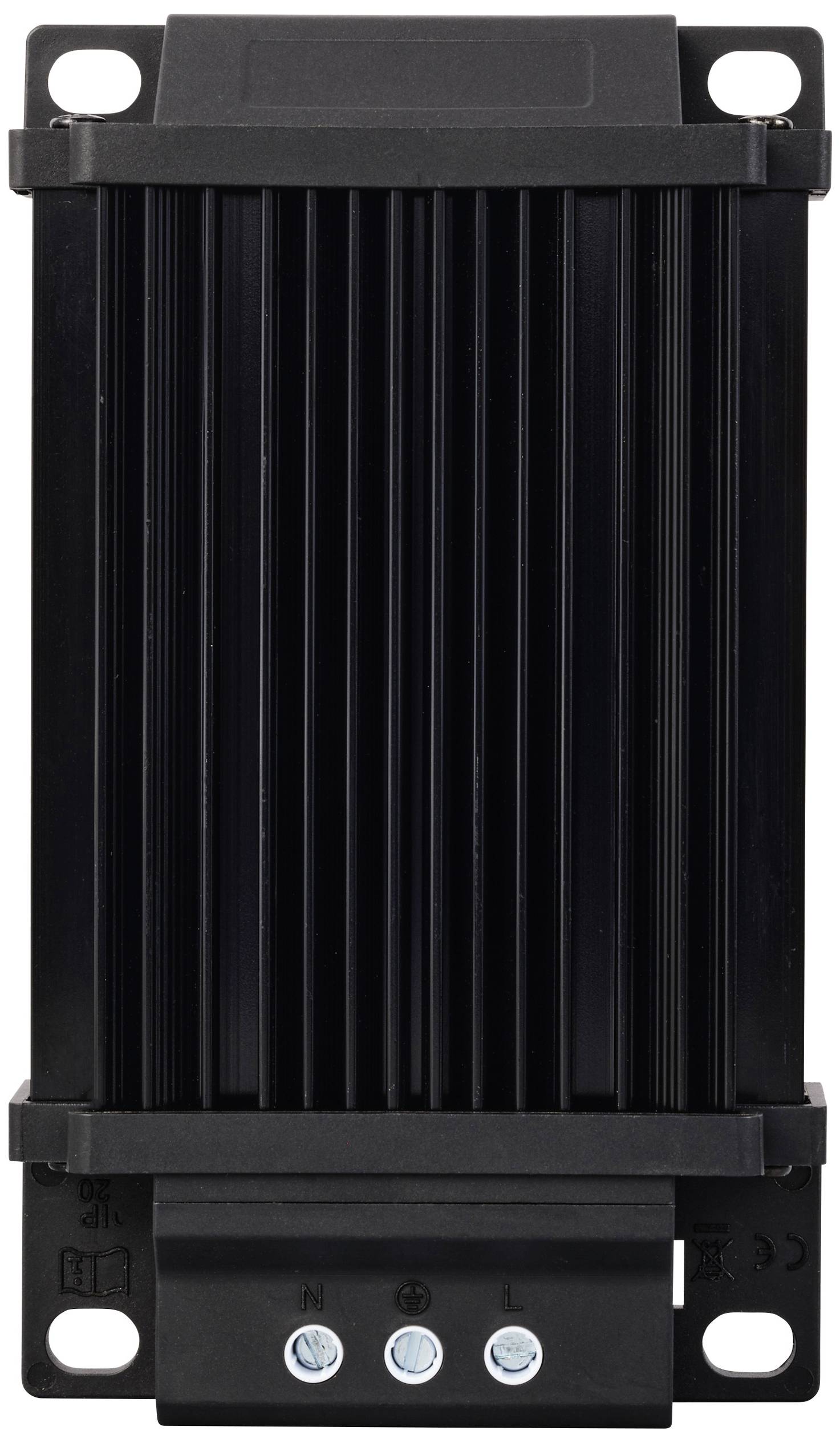 Dispositif électronique noir avec ailettes de refroidissement et trois bornes de connexion en bas, destiné au contrôle ou à l'alimentation de systèmes électriques.