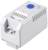 Un capteur de température blanc avec un bouton de réglage bleu, indiquant des températures de 0 à 60 degrés Celsius.