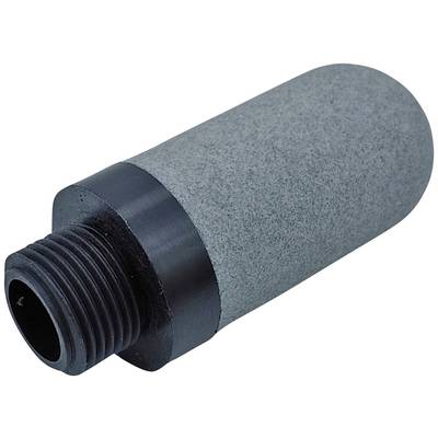Un filtre à air cylindrique gris avec un embout fileté noir.