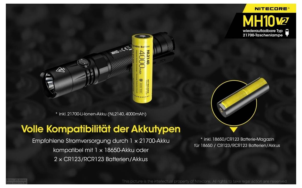 NiteCore MH10 V2 NC-MH10V2 LED Lampe de poche à batterie 1200 lm 1500 h 77.5 g-5