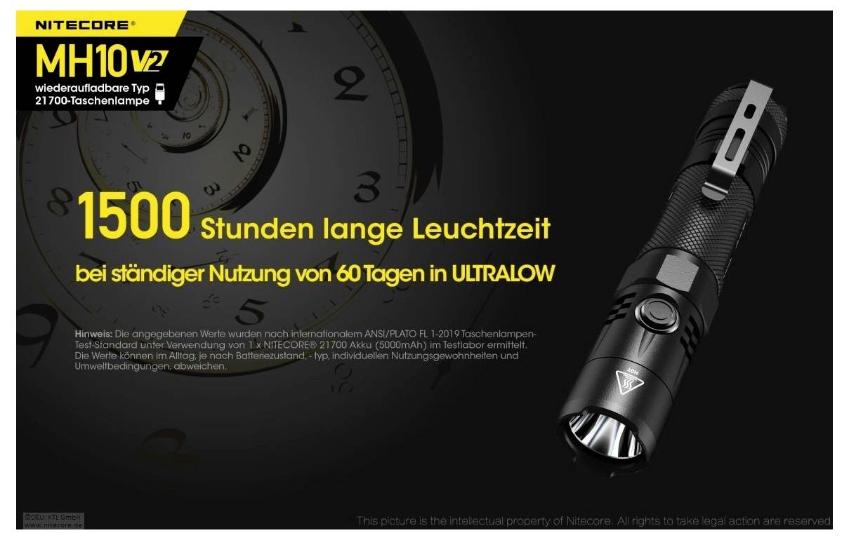NiteCore MH10 V2 NC-MH10V2 LED Lampe de poche à batterie 1200 lm 1500 h 77.5 g-6