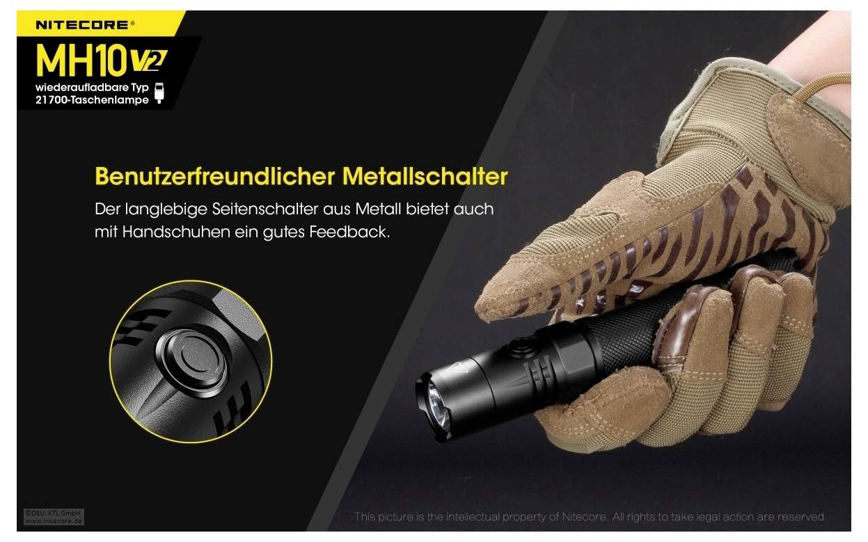 NiteCore MH10 V2 NC-MH10V2 LED Lampe de poche à batterie 1200 lm 1500 h 77.5 g-8