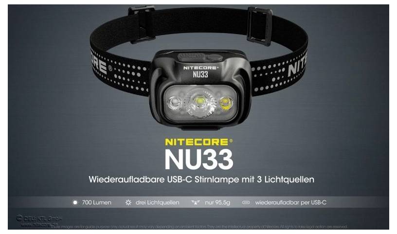 Lampe frontale LED NiteCore NU33 à batterie 200 lm 147 h NC-NU33-2