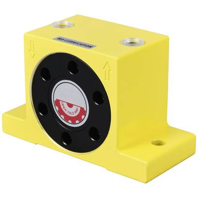 Boîtier de stockage jaune avec roulement à billes noir et panneau indicateur 'No Lubrication'.