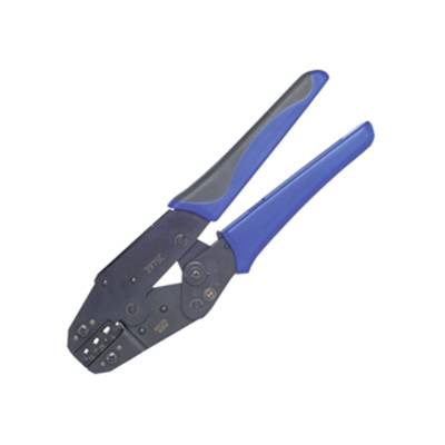 Une pince à sertir bleue avec des poignées ergonomiques, adaptée pour connecter des fils et des câbles dans les installations électriques.