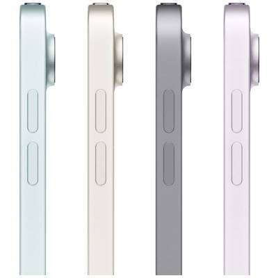 Vue latérale de quatre smartphones dans différentes couleurs : bleu clair, ivoire, gris et rose, avec des objectifs d'appareil photo visibles.